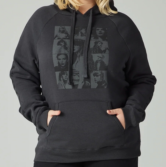 Taylor Swift Tops - TAYLOR SWIFT The Eras Tour black charcoal  oversized‎ unisex hoodie sweatshirt L